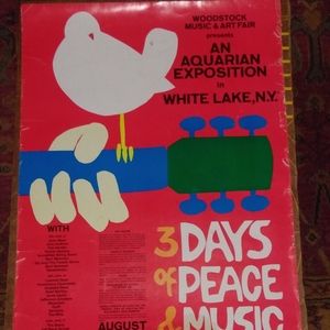 Authentic 1969 Woodstock music festival poster.